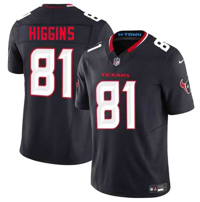Men's Houston Texans #81 Jayden Higgins Navy 2025 Draft Vapor F.U.S.E. Limited Stitched Jersey
